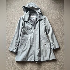 Breckenridge Women's Light Blue Trench Coat with Hood